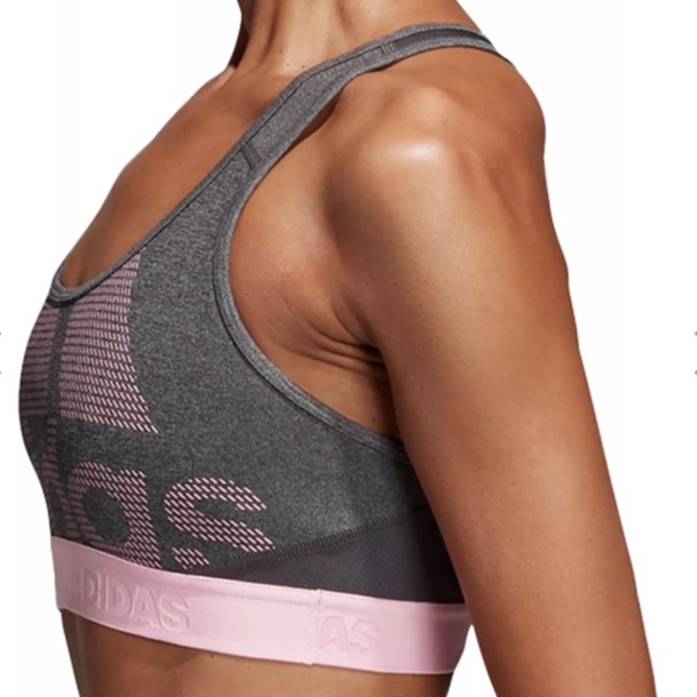 NWT Pink and Grey Sports Bra Non-Padded Adidas Don’t Rest Alphaskin - Picture 6 of 11